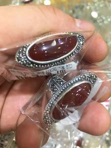 Bague en argent thaïlandais rétro en argent sterling 925 personnalisée avec pierres précieuses, agate rouge, anneaux en marcassite oxydés pour femmes - Product Image 5