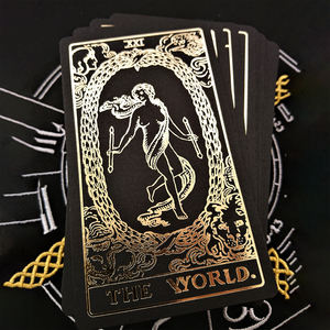 <span class=keywords><strong>Enchantement</strong></span> magique Divination Tarot Oracle Card <span class=keywords><strong>Deck</strong></span> personnalisé imprimé noir avant et arrière avec couvercle en papier bord or rose et boîte inférieure - Product Image 5
