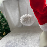 Chapeau de Noël long en peluche pour adultes avec boules suspendues, décoration de Noël en fourrure à coupe plate allongée et épaissie