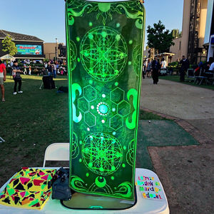 Custom UV Pashmina Tejido Jacquard UV Reactivo Verde Chal Bufanda Larga Reversible Pashmina para Fiesta Festival - Product Image 1