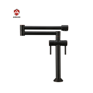 Robinet d'évier de <span class=keywords><strong>cuisine</strong></span> en laiton à double poignée, pont en Arc haut, remplisseur de Pot, robinet de pliable gratuit - Product Image 1