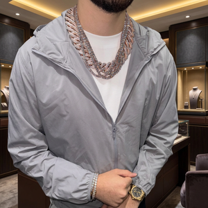 Moissanite Diamond Iced Out Statement <b>Necklace</b> Link Chain Men's Solid Rose <b>Gold</b> Hip Hop Style Everyday Wear Charm - Product Image 3