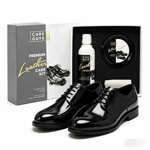 Coffret cadeau pour l'entretien du cuir avec lotion pour cuir, huile de vison et chiffon pour chaussures et articles en cuir - Product Image 1
