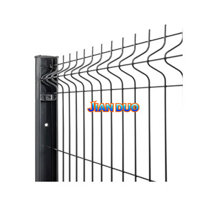 Métal résidentiel de revêtement de PVC 3d pliant la barrière soudée de grillage avec les poteaux carrés - Product Image 1
