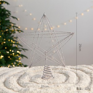 Adornos de árbol de Navidad al por mayor de alta calidad con estampado UV, estrellas plateadas brillantes, estrellas en espiral con base de resorte, decoración para árboles de Navidad - Product Image 5