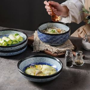 Japanese Style <b>Ceramic</b> Dishes & <b>Plates</b> Restaurant Kitchen Salad Soup Rice Bowl Ramen Bowl Set Porcelain Dinnerware Sets - Product Image 1
