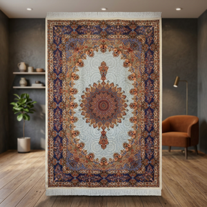 Alfombra Oriental Persa Hecha a Mano de Seda, Alfombra de Lujo para Interiores, Anudada a Mano, Diseño Moderno, Antideslizante, para Hogares y Hoteles - Product Image 1