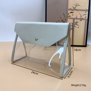 <b>Clear</b> Pvc Fashion Envelope Cosmetic Transparent Window Large Makeup Organizer Travel Waterproof <b>Toiletry</b> <b>Bag</b> for Women - Product Image 6