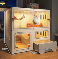 Cage de Luxe pour Chat en Fer avec Bac à Litière Intégré et Tiroir Coulissant – Espace Extra-Large pour Usage Domestique, Salon et Salle de Bain