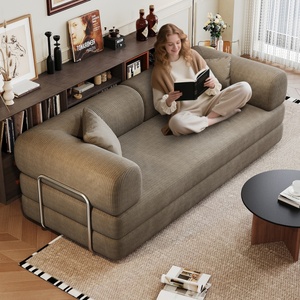 Canapé convertible 78,8 pouces avec dossier et accoudoirs compressibles, confortable, en velours côtelé, <span class=keywords><strong>futon</strong></span> modulaire sectionnel <span class=keywords><strong>sans</strong></span> armature, convertible en lit - Product Image 2
