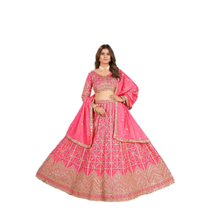 Conjunto de Lehenga Choli Moderno para Mujer, Diseño de Línea A, Estampado Digital, Bordado, Estilo Étnico, Ecológico y Elegante - Product Image 1