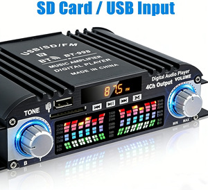 Amplificador de Potencia BT998, Mini Amplificador de Potencia, Radio con Reproductor USB, Amplificador de <span class=keywords><strong>Audio</strong></span> para Auto y Hogar de 12v - Product Image 2