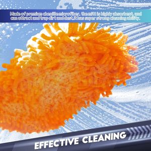 YIZHI 2 pièces Gants de lavage de voiture en microfibre chenille, sans rayures, sans peluches, absorbants, double face, orange - Product Image 6