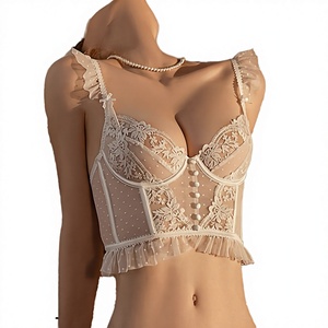 Body Lingerie <span class=keywords><strong>Sexy</strong></span> en Dentelle pour <span class=keywords><strong>Femme</strong></span>, Blanc, avec Bretelles à Volants Doux, Broderie Florale Délicate, Effet Sculptant Léger, Collection Deep Love Angel Dreams - Product Image 2