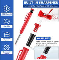 Ensemble de crayons de charpentier industriels DIY avec taille-crayon intégré, conception pour trous profonds, crayons durables en acier inoxydable et alliage d'aluminium, ODM