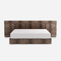 Camas de lujo tamaño King con estampado de leopardo, cama cómoda salvaje Italiana Moderna, muebles de dormitorio de madera maciza para uso doméstico