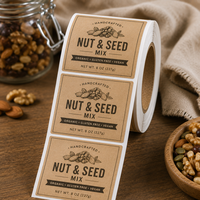 Étiquette alimentaire personnalisée en papier kraft OEM, rouleau autocollant imperméable et résistant à l'huile avec logo personnalisé pour bocaux de snacks et de boulangerie