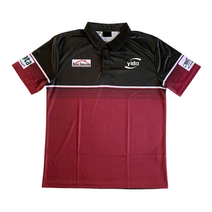 Entraîneurs de netball sur mesure unisexe pour polos 100% polyester noir rouge garniture rayures tissu tricoté col <span class=keywords><strong>polo</strong></span> unisexe - Product Image 1