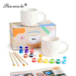 Tazas de Cerámica <span class=keywords><strong>para</strong></span> Pintar, <span class=keywords><strong>Kit</strong></span> de Pintura <span class=keywords><strong>para</strong></span> Pintar tu Propia Taza, <span class=keywords><strong>Kit</strong></span> de Pintura <span class=keywords><strong>para</strong></span> Manualidades, Incluye 2 Tazas, Pinturas y Pinceles - Product Image 1