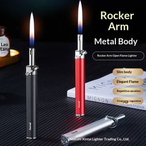 Nuevo encendedor de llama abierta tipo cigarrillo, metálico, personalizado, pequeño, inflable, portátil, al por mayor, con impresión de patrones, de butano - Product Image 2
