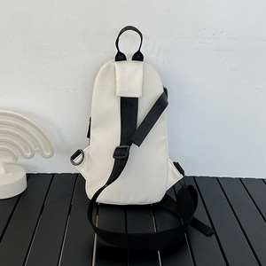 Sac à dos de sport décontracté unisexe, léger, avec sangle détachable, couleur unie, noir et blanc, sac à bandoulière pour les loisirs, les voyages, l'été - Product Image 1