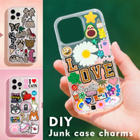 Grosir kustom lembut seperti jeli huruf merah muda manis dan Kawaii aksen senyum bunga untuk DIY anak perempuan dekorasi casing sampah jimat sepatu