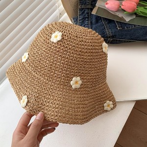 Syh1143 all'ingrosso estate mare sole fresche piccole margherite fiori adorabile dolce cappello <span class=keywords><strong>di</strong></span> paglia del secchio all'uncinetto - Product Image 6