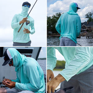 Vêtements de pêche pour hommes à manches longues sur mesure en gros, anti-UV, performance UPF 50, chemises de pêche vierges, sweats à capuche de pêche grande taille - Product Image 4
