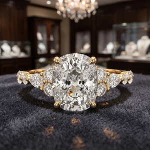 IGI Certi <b>Cushion</b> Lab Grown Diamond Cluster Engagement <b>Wedding</b> <b>Ring</b> 10K 14K 18K Gold 925 935 Silver Rhodium Plated Luxury Bridal - Product Image 1