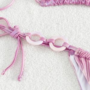 ผู้ผลิตชุดว่ายน้ำแบบกำหนดเอง ชุดว่ายน้ำหรูหรา ชุดว่ายน้ำเซ็กซี่ประดับเพชร ชุดว่ายน้ำผู้หญิงดีไซน์เนอร์ ชุดว่ายน้ำแบบโอริง บิกินี่เมทัลลิกขนาดเล็ก - Product Image 4