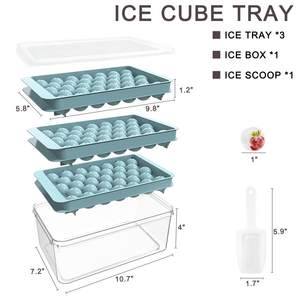 Venta al por mayor DD1522 Mini bandeja multicapa de 33 cavidades para esferas y círculos, molde para cubitos de hielo redondos de whisky con tapa y contenedor para hacer bolas de hielo - Product Image 6