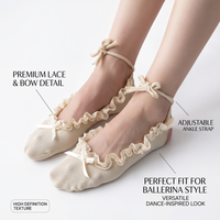 Chaussons de danse personnalisables en dentelle à volants, antidérapants, à bout pointu avec nœuds, chaussures de danse haut de gamme pour femmes, confort à domicile