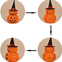 Double citrouille d'Halloween avec chapeau de sorcière, pré-éclairée, homologuée IP44, décoration extérieure en cuivre pour les fêtes