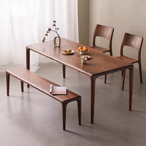 <span class=keywords><strong>Tavolo</strong></span> da Pranzo Rettangolare in Legno Massello di Noce Nordamericano Durevole con Struttura a Giunzione Mortise e Tenon, <span class=keywords><strong>Tavolo</strong></span> in Legno <span class=keywords><strong>Grezzo</strong></span> - Product Image 1