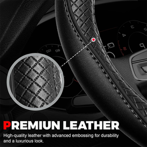 <span class=keywords><strong>Funda</strong></span> de <span class=keywords><strong>Volante</strong></span> de Coche Universal Negra de Microfibra Cosida a Mano de 14.5-15 Pulgadas con Forro Antideslizante, en Oferta - Product Image 4