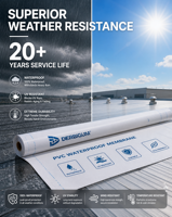 Membrane imperméable en PVC à surface lisse, film en chlorure de polyvinyle pour les systèmes de toiture d'architecture moderne