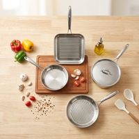 Wajan Goreng Stainless Steel Cooker King Multi-ukuran 24-inci, Loyang Panggang Besar, Set Peralatan Masak Induksi, Tersedia dalam Ukuran Kustom