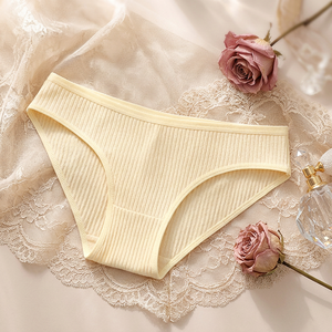 Culottes Bikini Femme en Coton Tricoté Côtelé Couleur Unie Taille Moyenne Respirantes Confortables Douces Extensibles Vente en Gros - Product Image 3