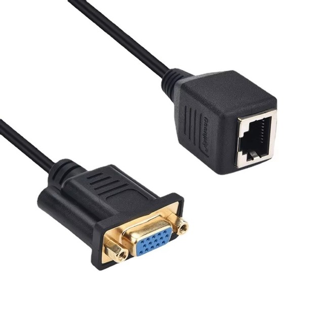 VGA female to RJ45 adapter cable, RJ45 to vga network cable connector, monitor to network cable vga extender