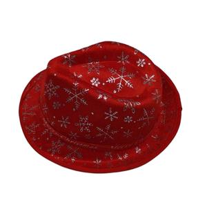 Sombrero Fedora Rojo Navideño con Estampado de Copos de Nieve, Sombrero de Invierno Unisex para Fiestas - Product Image 4