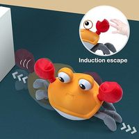 Juguete interactivo de cangrejo para gatear para bebé, juguete de cangrejo con luces musicales y evitación de obstáculos, juguete de baile recargable por USB
