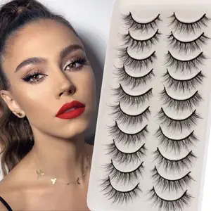 wholesale False Eyelashes 10 Pairs Full Strip Mink Lashes 100% Handmade Custom Packaging Natural 3d Fluffy Lashes Eyelashes