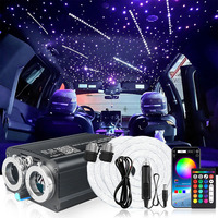 32W Dual Port RGB Meteor Star Light Auto Interior LED Techo Kit de techo con aplicación de música Control Tema de cielo estrellado
