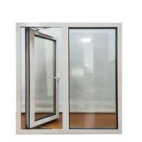 Fenêtre à battant en vinyle avec design américain, cadre en PVC/UPVC, verre trempé, options de battants et moustiquaire incluse pour salle de bain