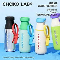 Bouteille d'eau portable en acier inoxydable de 520 ml pour enfants, avec paille intégrée, anti-fuite, pour boire directement