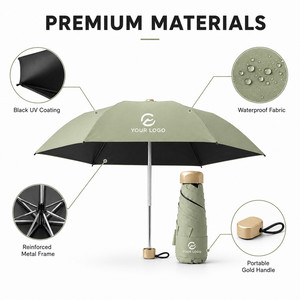 Paraguas Plegable Mini con Logotipo Personalizado, Ultraligero, Protección UV, Portátil, de Viaje, de Bolsillo, para Sol y Lluvia - Product Image 4