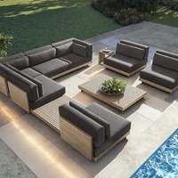 Meubles en teck pour villa, canapés de loisirs, mobilier d'extérieur, vente en gros, ensembles de canapés de jardin haut de gamme