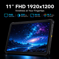 Tablette robuste de 11 pouces, Android, GPS, tablette d'extérieur, IP68, étanche, PC industriel, batterie 10000 mAh, charge rapide 33 W, 8 Go, 128 Go