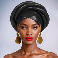 Grand turban africain multi-couches à motif ethnique, style Dily, couleur laser, pour femme, protection des cheveux, tresses torsadées