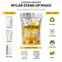 Op maat gemaakte bedrukte hersluitbare voedselzakjes, staande ziplock mylar popcorn snackverpakkingen, recyclebaar